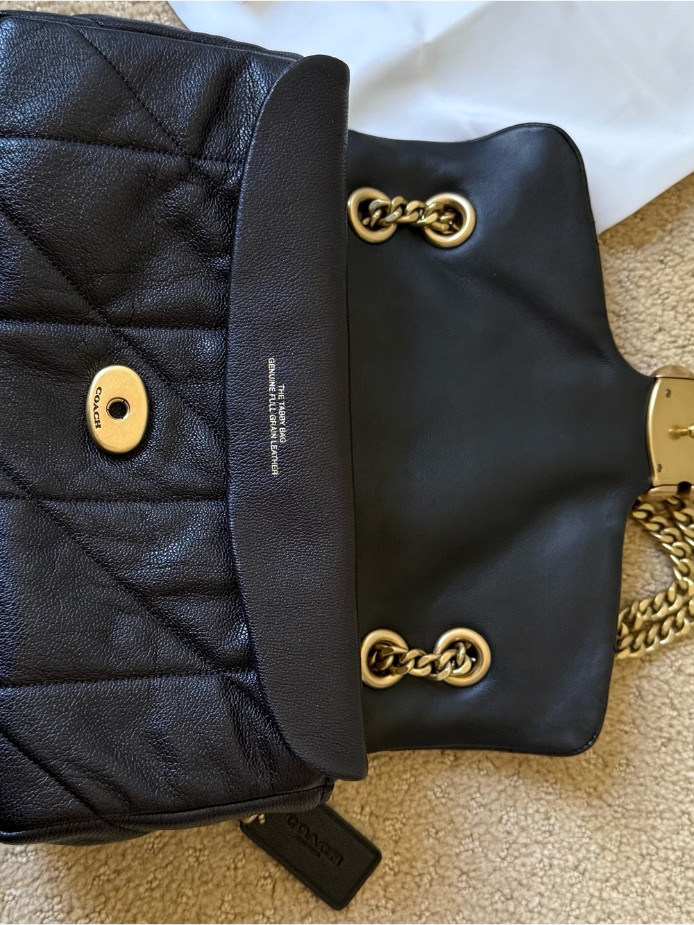 Coach Black Quilted Soft Tabby 26 in Black - Picture 11 of 12